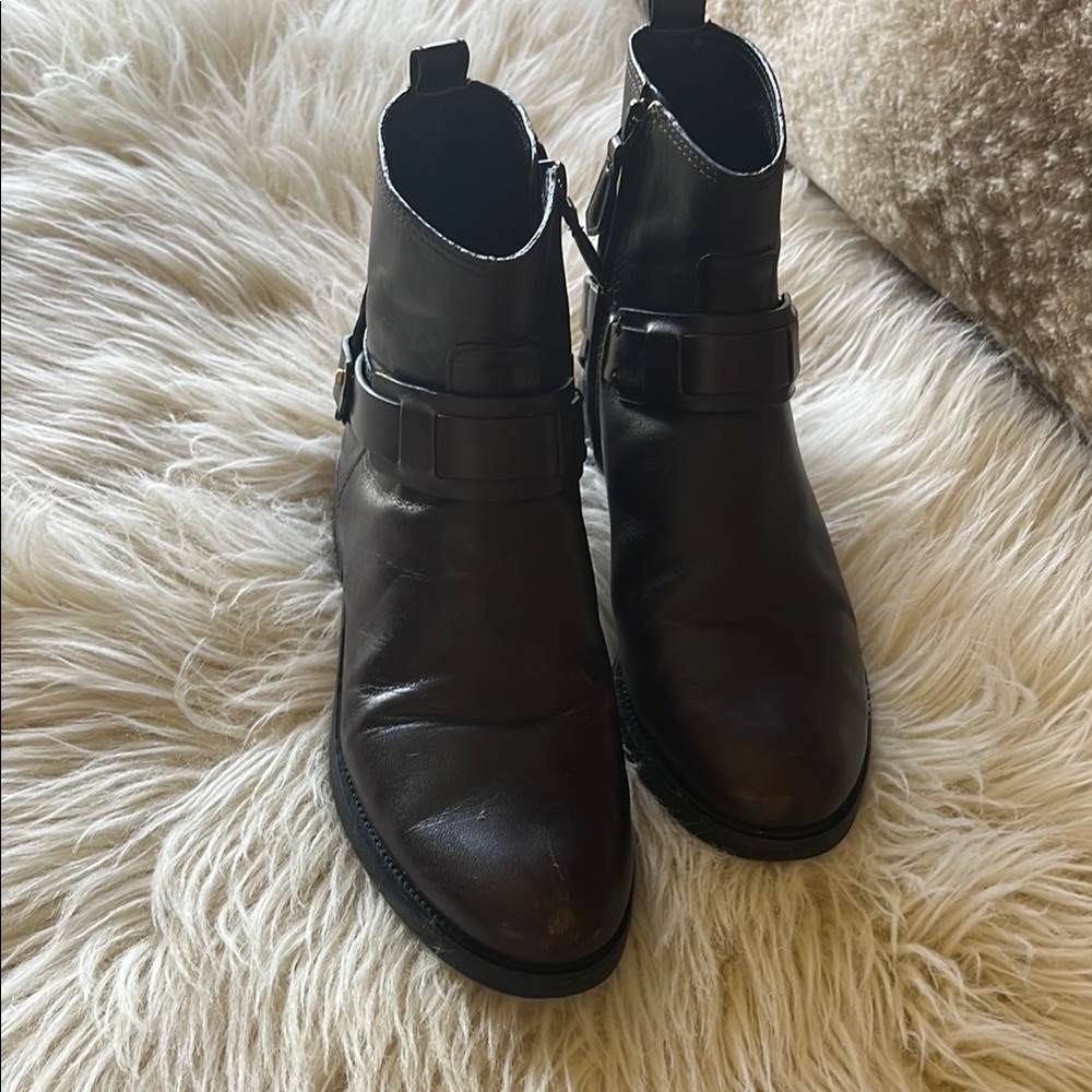 Tory Burch Dark Brown Ankle Boots with Buckle